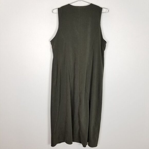Talbots Women Button Down Sleeveless Midi Dress Sz 14 P Green Sleeveless Pockets - Picture 4 of 8